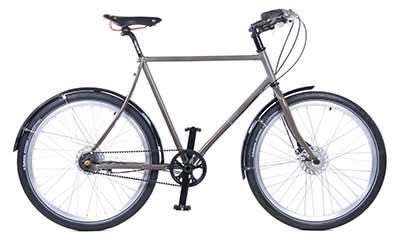 Stylish men's urban bicycle Traffic with Carbon Drive transmission.